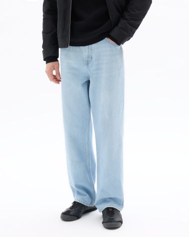 Jean baggy 100% coton - bleu bleached