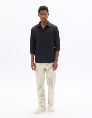Pantalon rayé 100% lin - blanc
