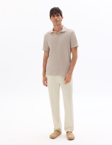 Pantalon 24H loose rayé stretch - blanc