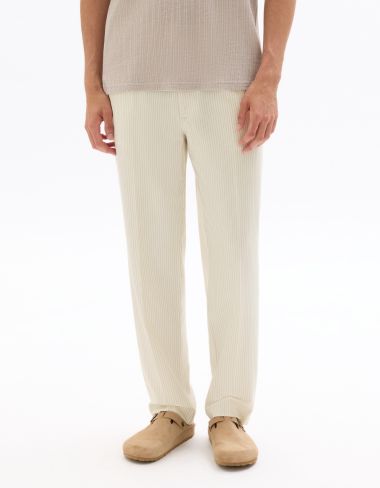 Pantalon 24H loose rayé stretch - blanc