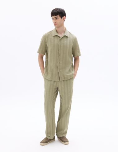 Pantalon relax en jacquard - kaki
