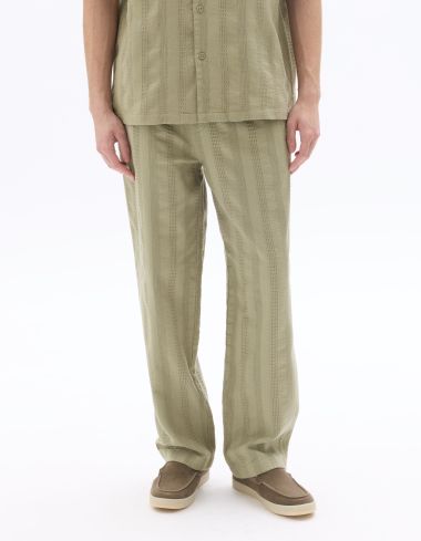 Pantalon relax en jacquard - kaki