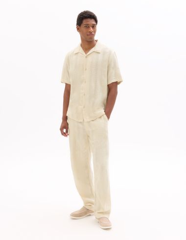 Pantalon relax en jacquard - beige