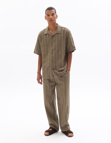 Pantalon relax en jacquard - taupe