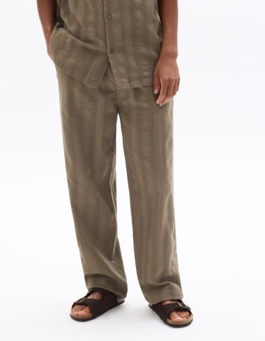 Pantalon relax en jacquard - taupe