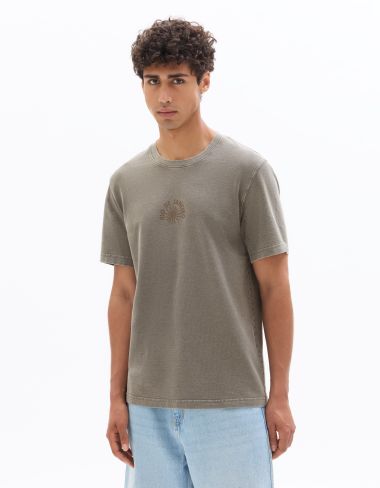 T-shirt boxy col rond imprimé Rio de Janero - marron
