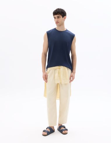 Pantalon jogger relax stretch 7/8e - blanc