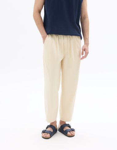 Pantalon jogger relax stretch 7/8e - blanc