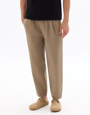 Pantalon jogger relax stretch 7/8e - taupe