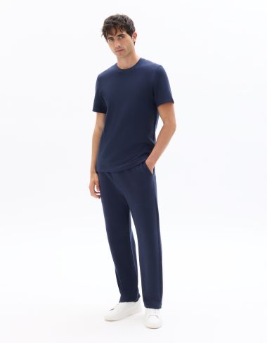 Pantalon de joggine relax effet texturé - marine