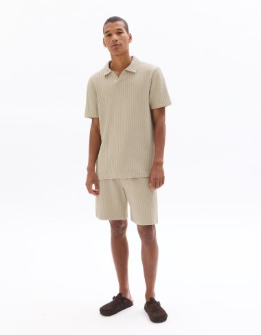 Bermuda côtelé 100% coton - beige