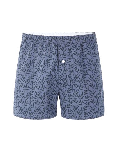 Caleçon 100% coton à motifs feuillage - bleu