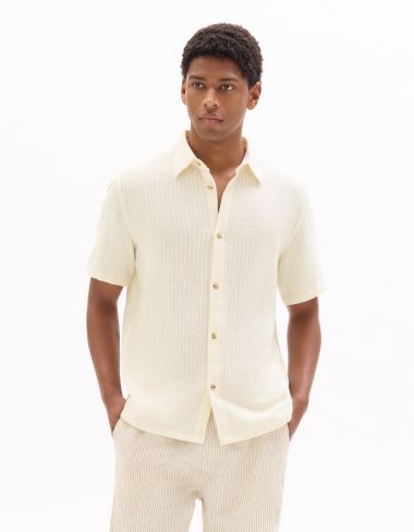 Chemisette regular texturée 100% coton - blanc
