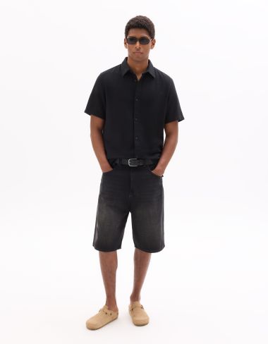 Chemisette regular texturée 100% coton - noir
