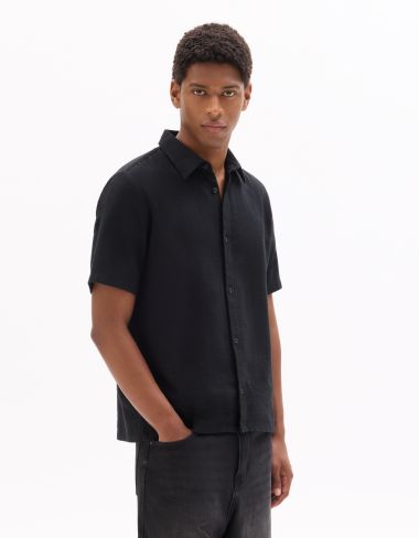 Chemisette regular texturée 100% coton - noir