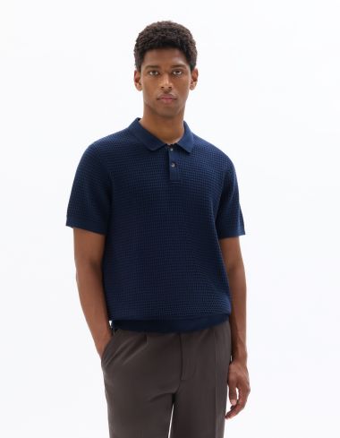 Polo maille regular 100% coton - bleu