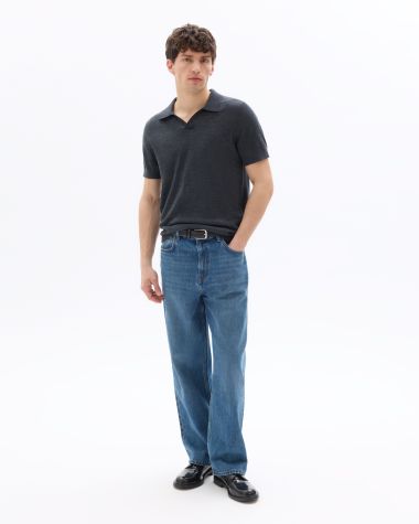 Polo regular 100% laine mérinos - anthracite