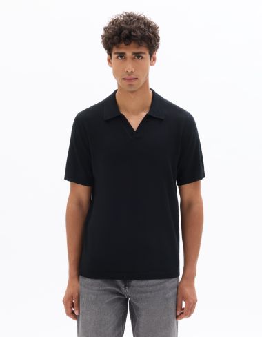 Polo regular 100% laine mérinos - noir