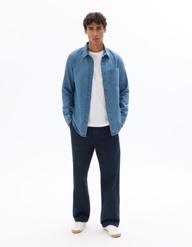 Pantalon chino loose 100% coton - bleu marine