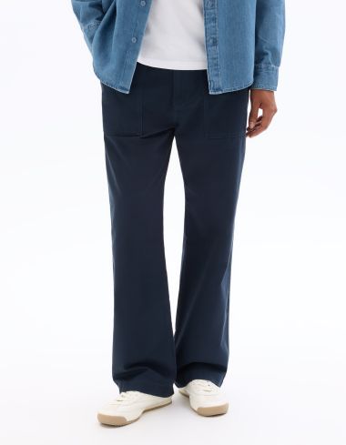 Pantalon chino loose 100% coton - bleu marine