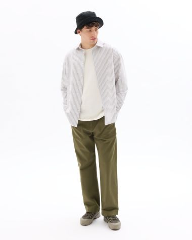 Pantalon Chino loose en 100% coton - kaki