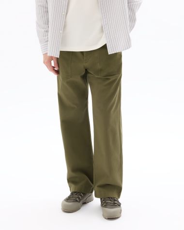 Pantalon Chino loose en 100% coton - kaki