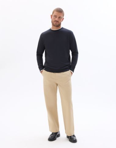 Pantalon chino loose 100% coton - beige