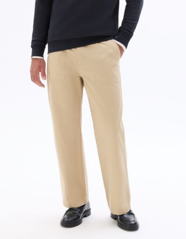 Pantalon chino loose 100% coton - beige