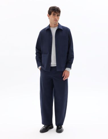 Pantalon chino barrel en sergé - bleu marine