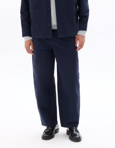 Pantalon chino barrel en sergé - bleu marine
