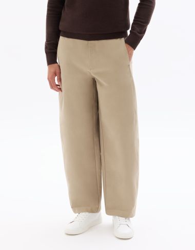 Pantalon chino barrel en sergé - beige