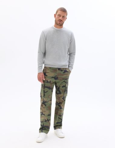 Pantalon cargo straight coton stretch - camouflage