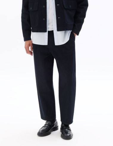 Jean carrot 100% coton - bleu marine