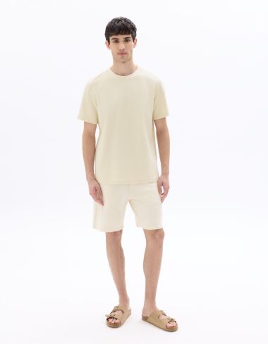 Bermuda 100% coton taille élastiquée - blanc