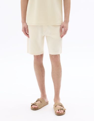 Bermuda 100% coton taille élastiquée - blanc