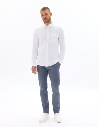 Chemise regular en jersey piqué 100% coton - blanc