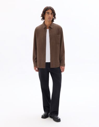 Chemise regular en lin viscose - marron