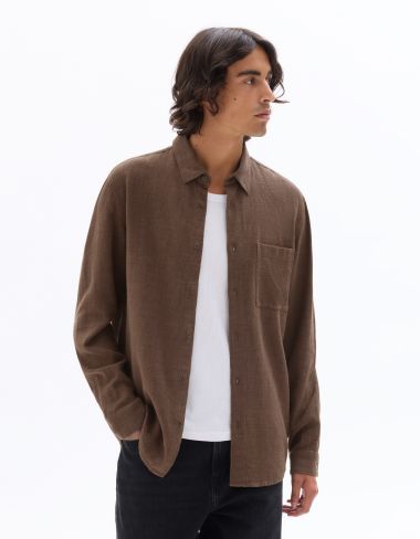 Chemise regular en lin viscose - marron
