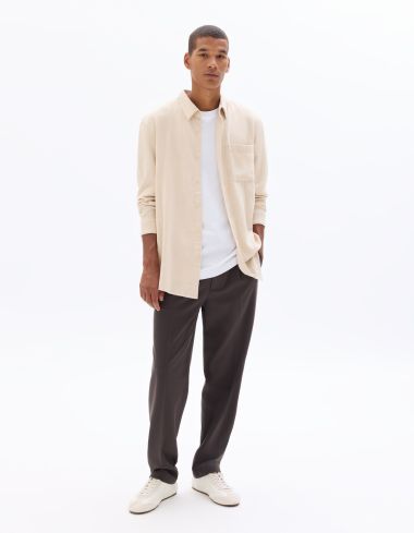 Chemise regular en lin viscose - beige