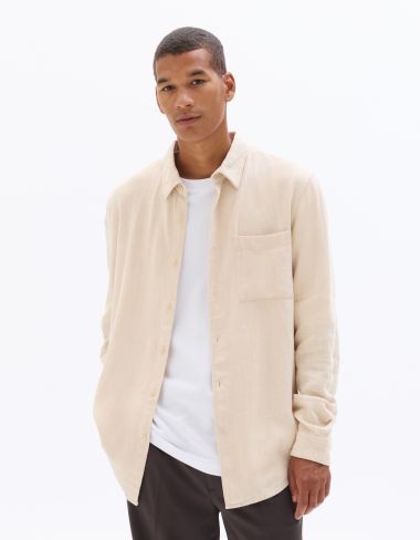 Chemise regular en lin viscose - beige