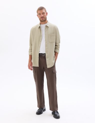 Chemise regular en lin viscose - vert sauge