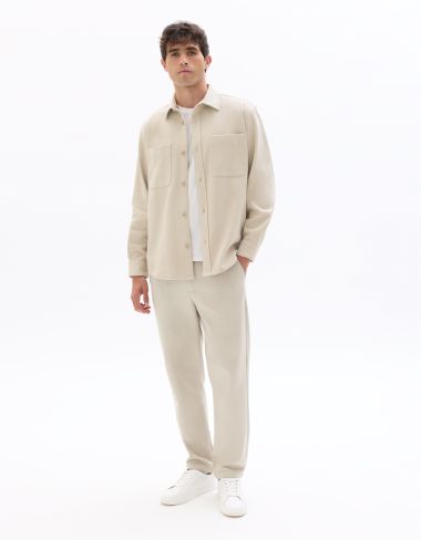 Surchemise overshirt 2 poches plaquée en sergé - beige