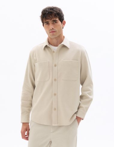 Surchemise overshirt 2 poches plaquée en sergé - beige