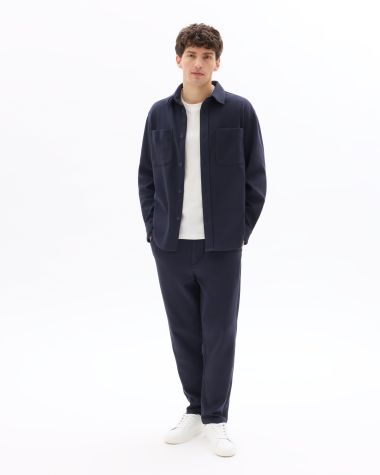 Surchemise overshirt 2 poches plaquée en sergé - bleu marine