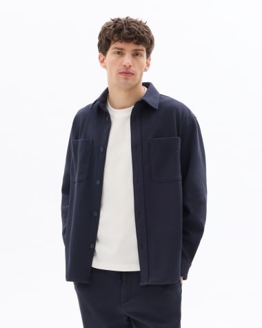 Surchemise overshirt 2 poches plaquée en sergé - bleu marine