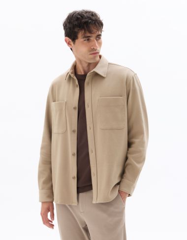 Surchemise overshirt 2 poches plaquée en sergé - marron clair
