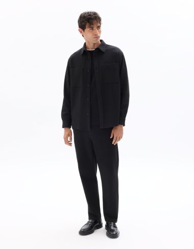 Surchemise overshirt 2 poches plaquée en sergé - noir