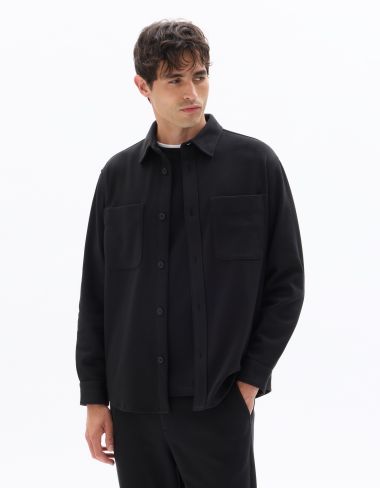 Surchemise overshirt 2 poches plaquée en sergé - noir