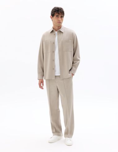 Surchemise unie en maille épaisse - taupe