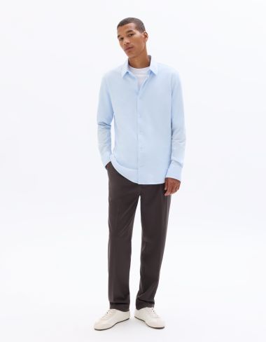 Chemise slim 100% piqué de coton - bleu clair
